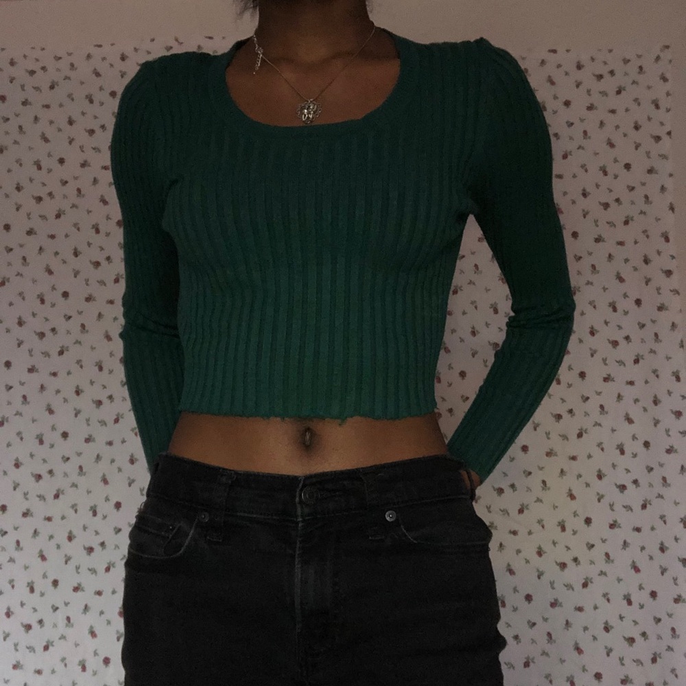 Cropped Ribbed Sweater